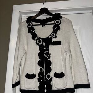 White House Black Market Black and White Cardigan